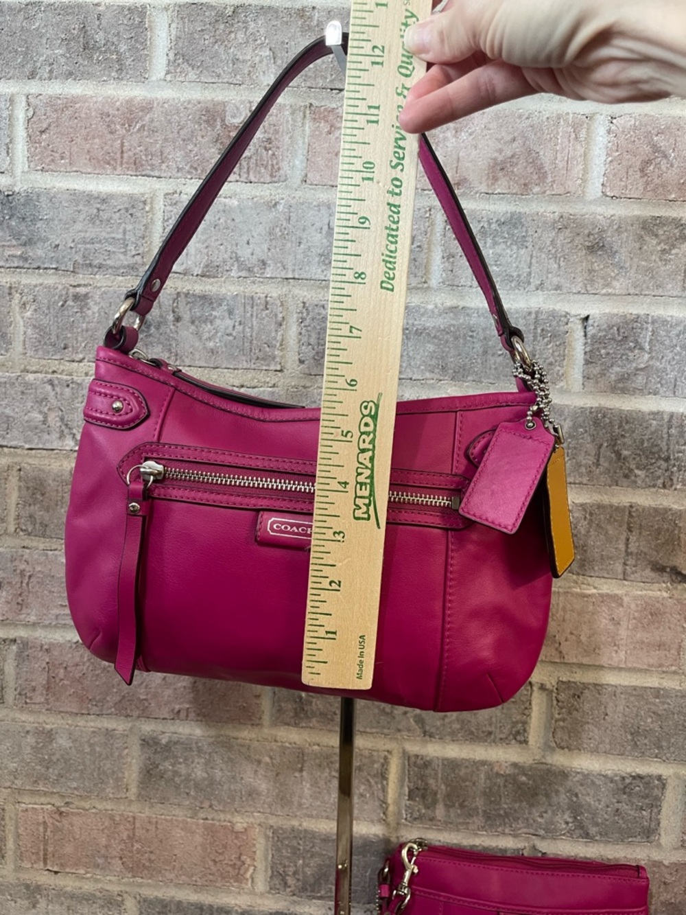 Coach Magenta Shoulder Bag with Removable Strap and Wristlet - Picture 8 of 14